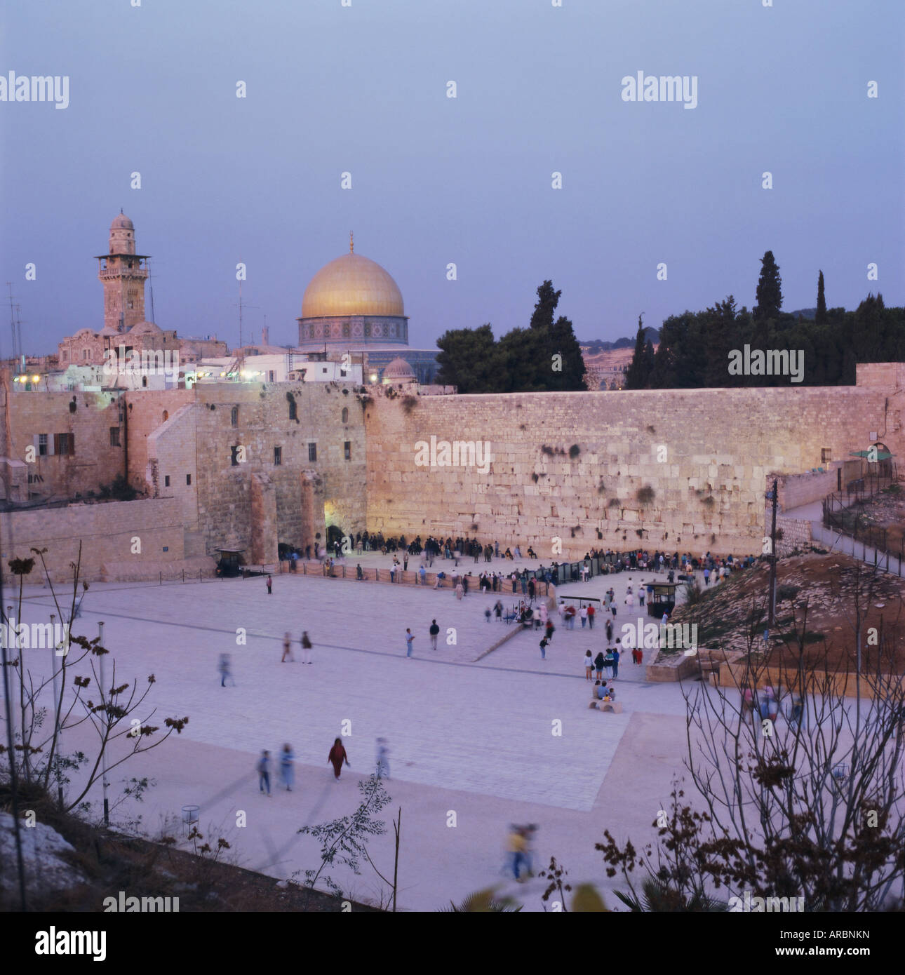 Westliche (Klagemauer) und die goldene Kuppel des Felsendoms Rock, Jerusalem, Israel, Nahost Stockfoto