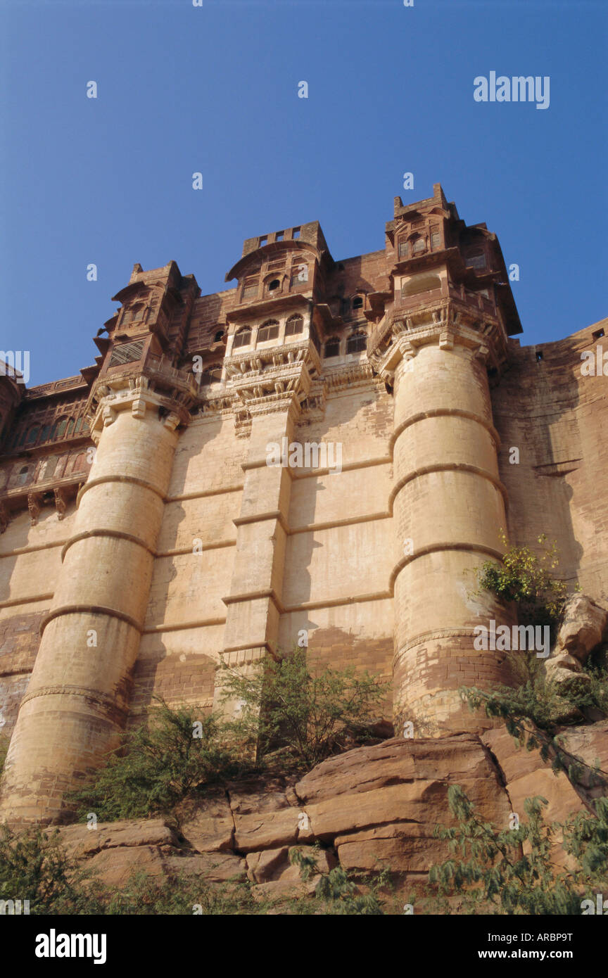 Das Meherangarh Fort gebaut im Jahre 1459, Jodhpur, Rajasthan, Indien Stockfoto