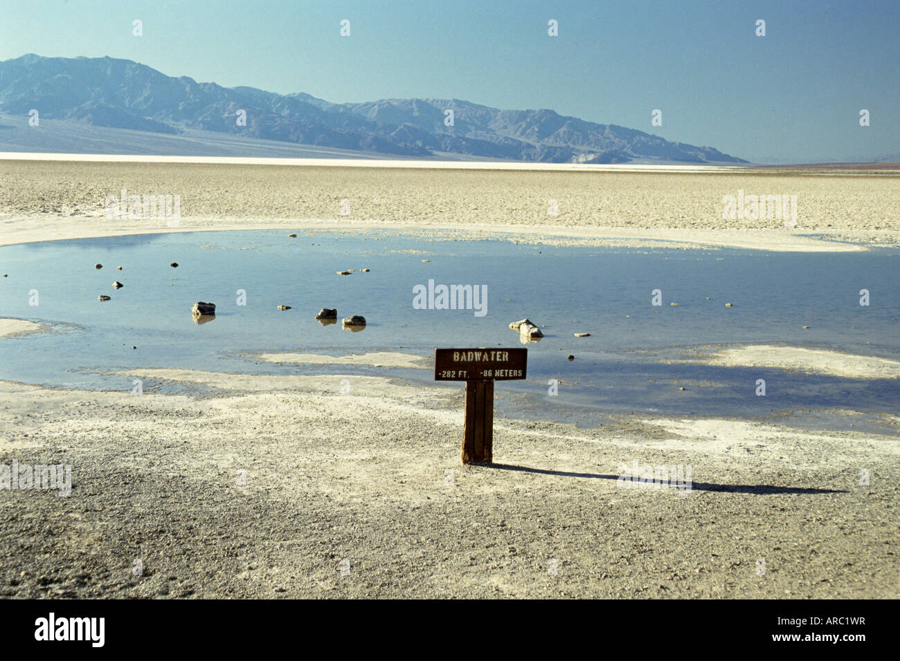 Badwater der tiefste Punkt der USA, Death Valley, California, Vereinigte Staaten von Amerika (U.S.A.), Nordamerika Stockfoto