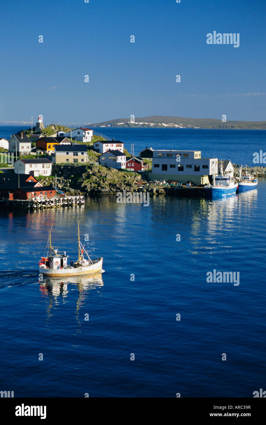 Nördlichste Stadt der Welt, Honningsvag, Küste der Finnmark, Norwegen, Skandinavien, Europa Stockfoto