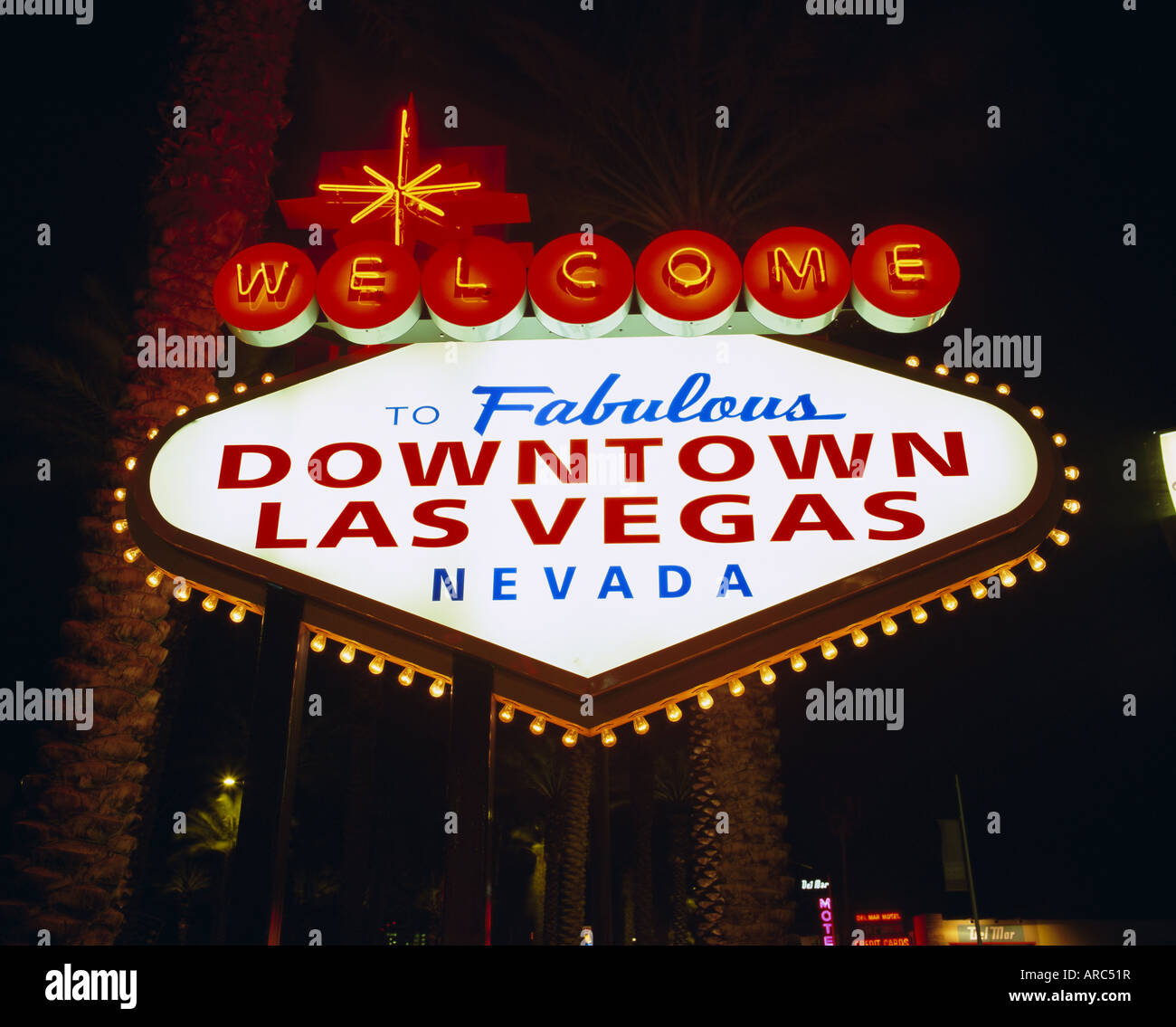 Willkommen Sie bei Las Vegas Schild bei Nacht, Las Vegas, Nevada, USA, Nordamerika Stockfoto