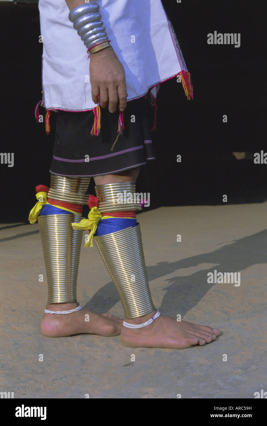 Detail der Tracht von langer Necked Padaung Frau, Mae Hong Son Provinz, Nord-Thailand, Asien Stockfoto