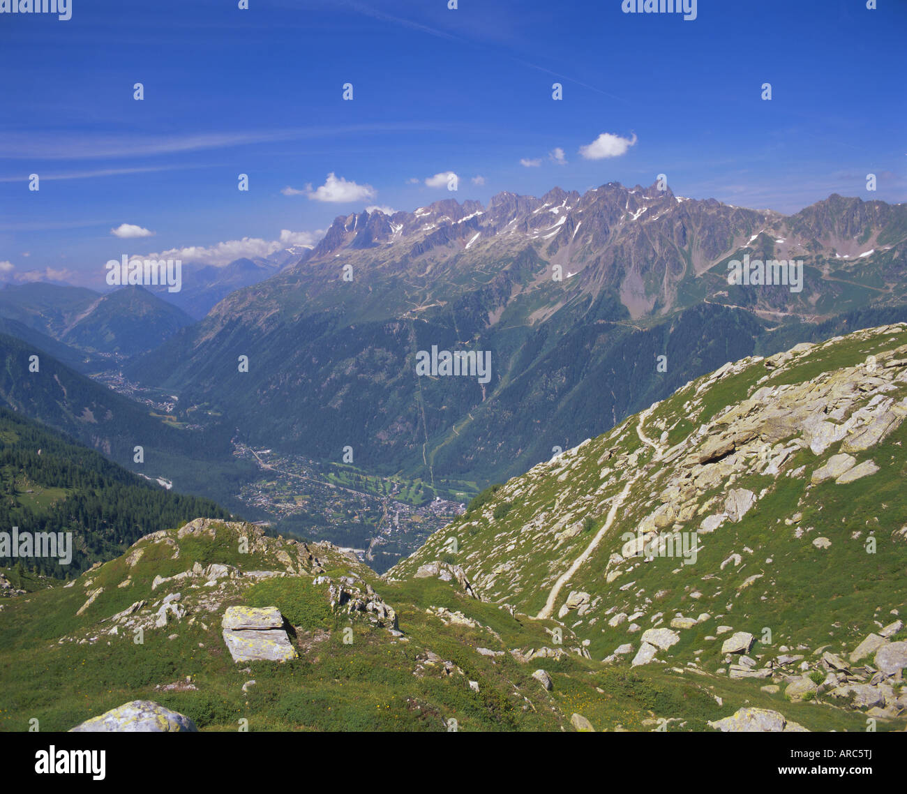 Tal von Chamonix, Haute Savoie, Rhone Alpes, Französische Alpen, Frankreich Stockfoto