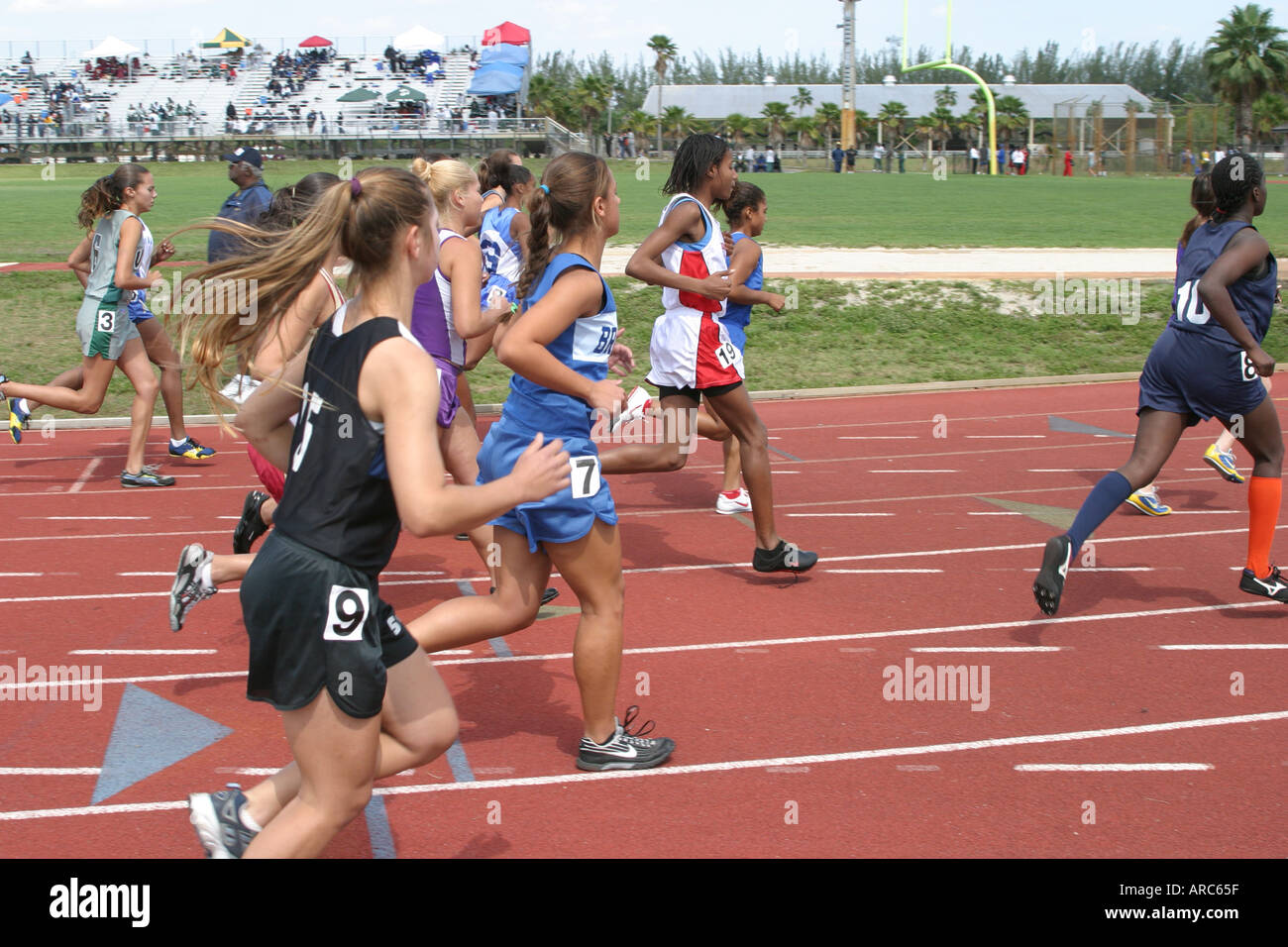 Miami Florida, Tropical Park, Greater Miami Athletic Conference, Meisterschaften, Leichtathletik, Sport, Leistung, Unterhaltung, High School, Campus, Studenten Stockfoto