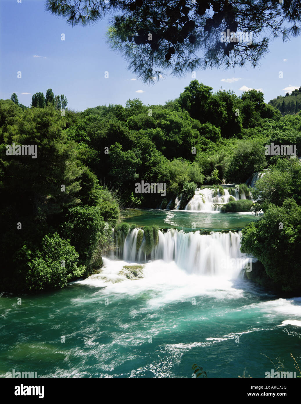 Skradinski Buk Wasserfälle Krka Nationalpark, Dalmatien, Kroatien, Europa Stockfoto