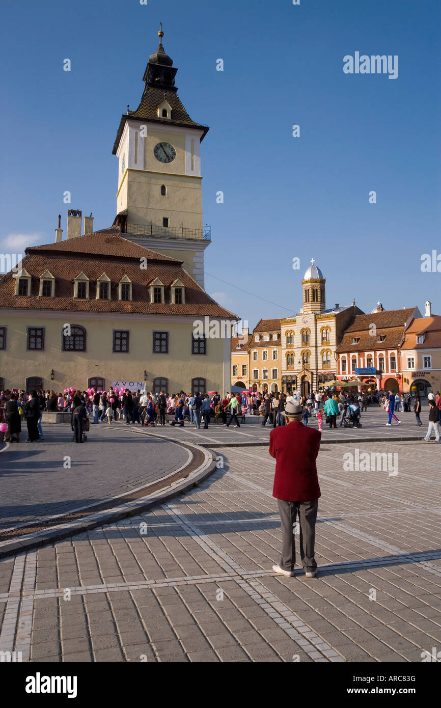 Das alte Rathaus beherbergt heute das Geschichtsmuseum von Kronstadt, Brasov, Siebenbürgen, Rumänien Stockfoto