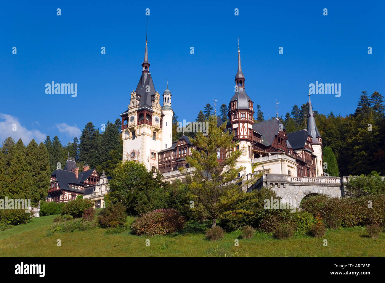 Schloss Peles, Königspalast, Sinaia, Karpaten, Siebenbürgen, Rumänien Stockfoto