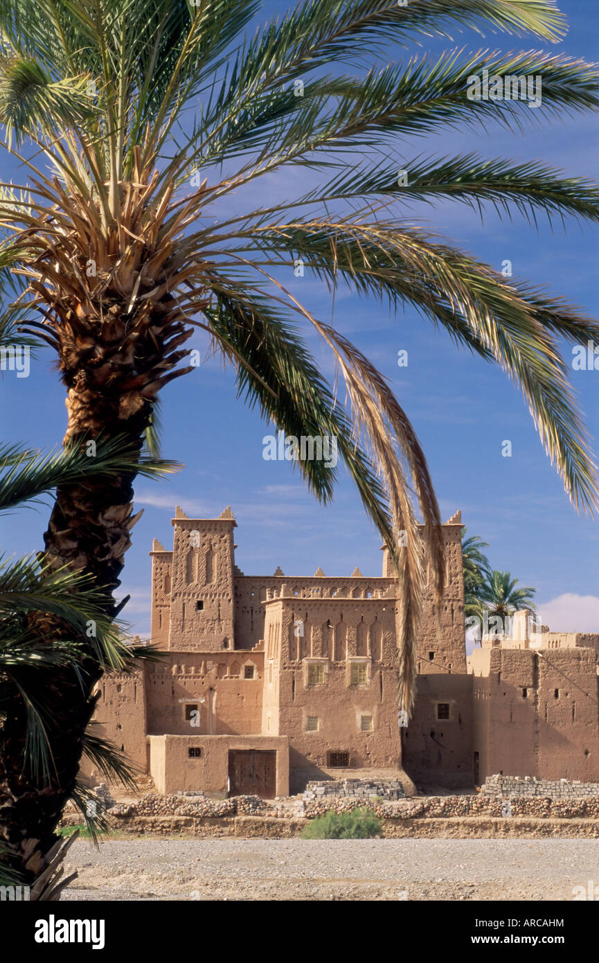 Kasbah Amridi, umrahmt von Palmen, Dades Tal in der Nähe von Skoura, Marokko, Nordafrika, Afrika Stockfoto