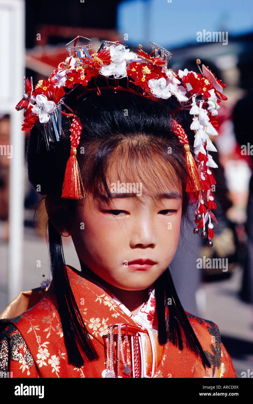 Mädchen in Tracht, Japan Stockfoto