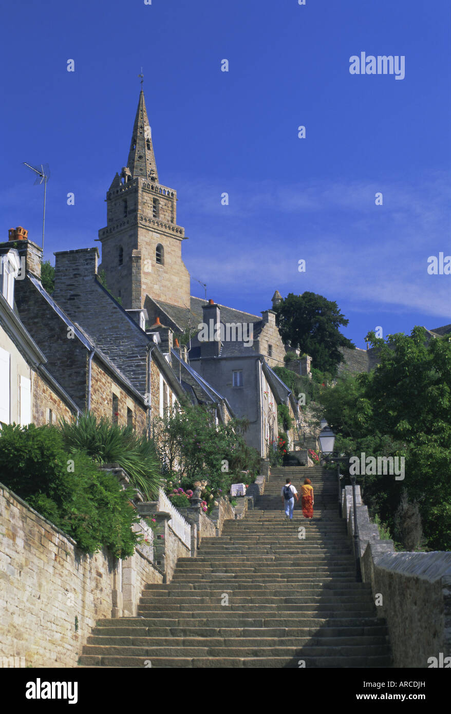 Die Brelevenez Kirche und Schritte, Lannion, Côtes d ' Armor, Bretagne, Frankreich Stockfoto