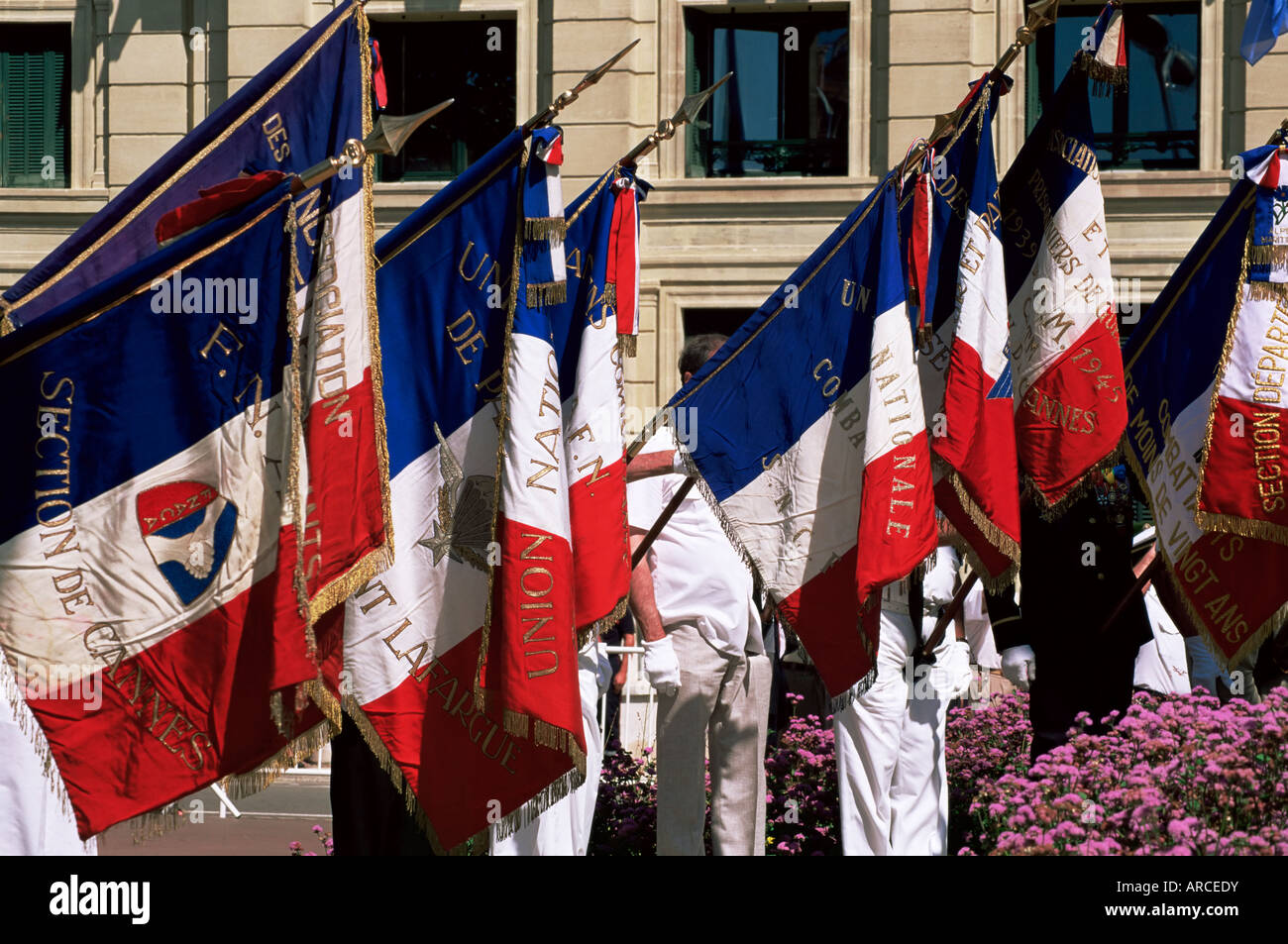 Veteranen erinnern gefallene Kameraden, Nationalfeiertag, 14. Juli, Cannes, Alpes-Maritimes, Provence, Frankreich Stockfoto