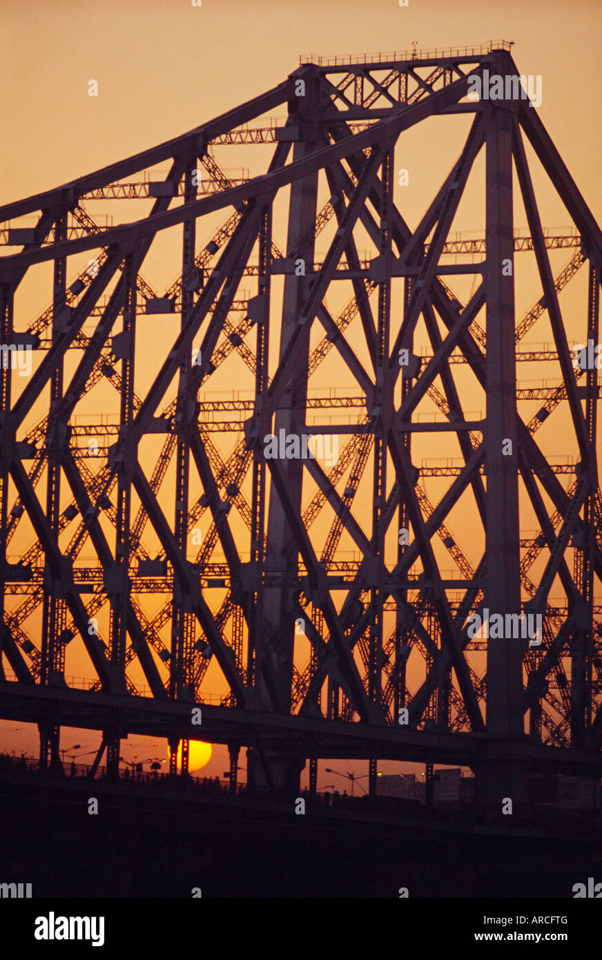 Detail der Howrah Bridge, Kalkutta, Westbengalen, Indien Stockfoto