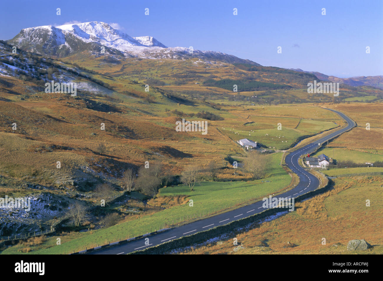 Dinas Mawddwy Ortszentrum Road, Snowdonia-Nationalpark, Gwynedd, Wales, UK, Europa Stockfoto