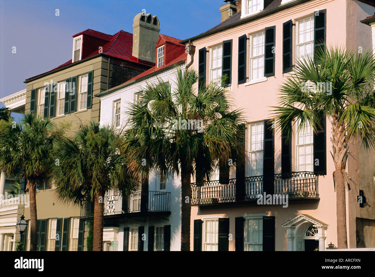 Anfang des 19. Jahrhunderts Bürgerhäuser, Charleston, South Carolina, USA, Nordamerika Stockfoto