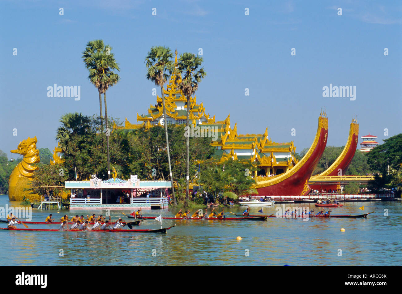 Royal Seen jährliche Bootsrennen, Yangon, Myanmar, Asien Stockfoto