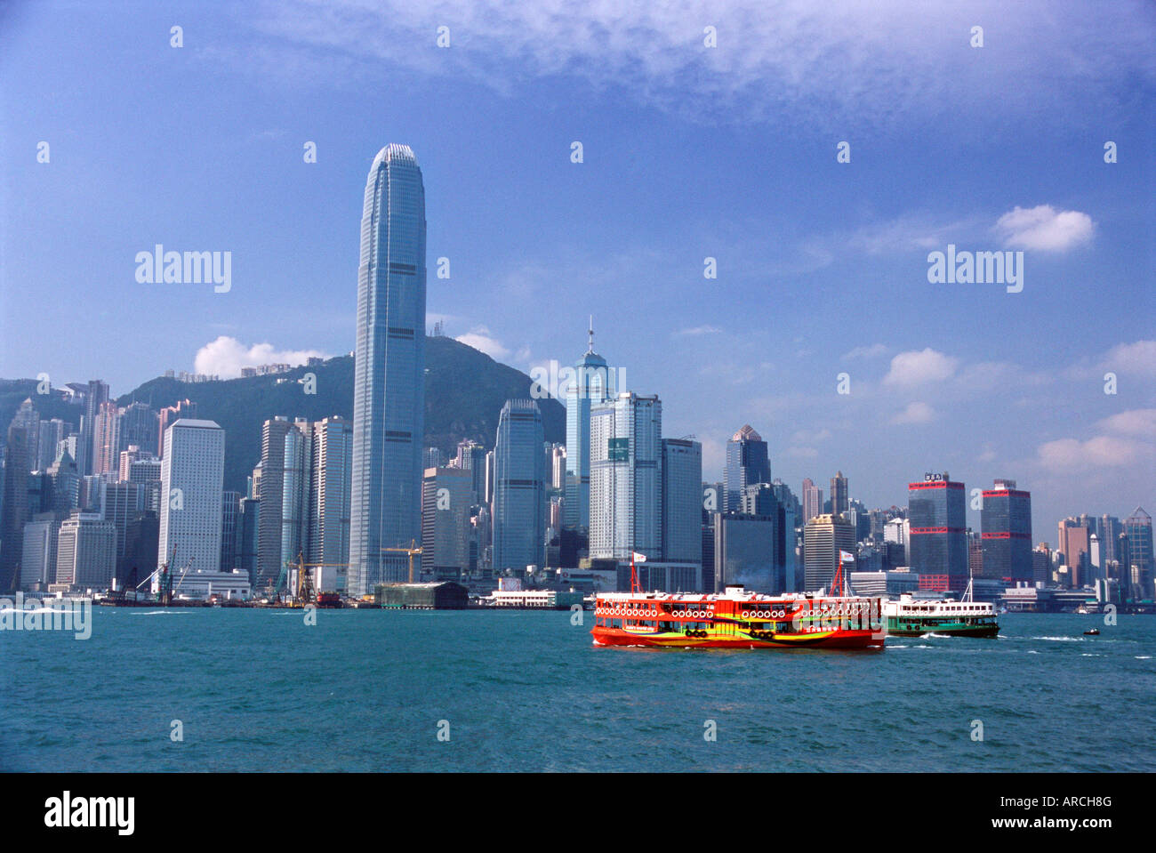 Skyline von Hong Kong Island und den Victoria Harbour, Hongkong, China, Asien Stockfoto