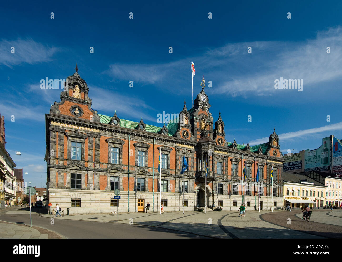 Rathaus von Malmo, Schweden belegte 1546 steht an einer Ecke eine große offene Platz genannt Stortorget Stockfoto