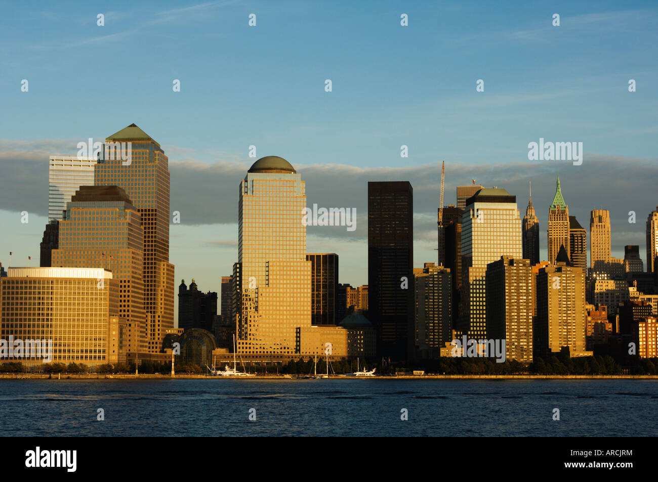 World Financial Center Gebäude und Skyline über den Hudson River, Manhattan, New York City, New York, USA, Nordamerika Stockfoto