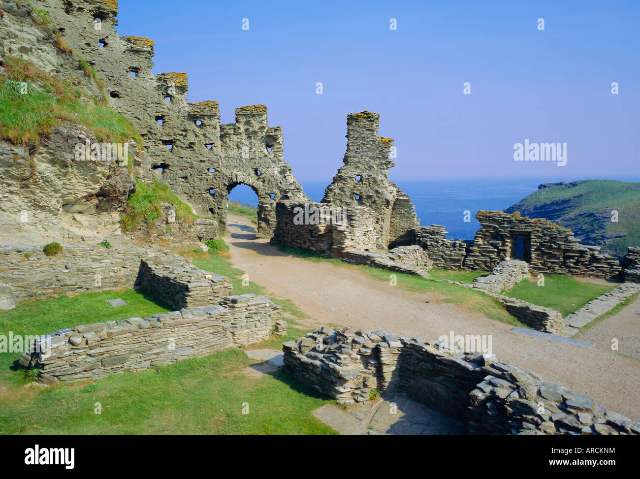 Tintagel Castle, verbunden mit König Arthur Legende, Cornwall, England Stockfoto