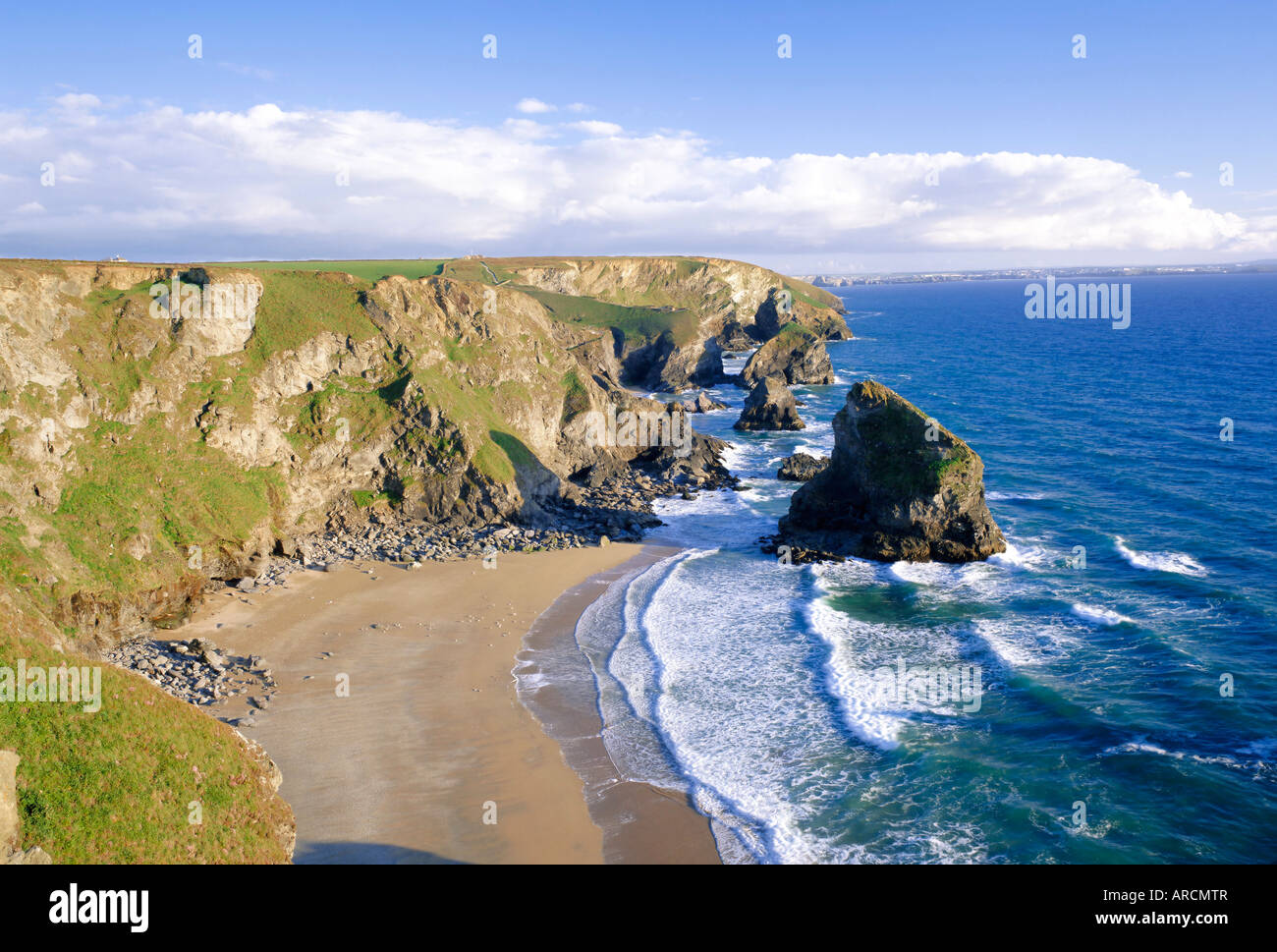 Bedruthan Steps, Nordküste, Cornwall, England, UK Stockfoto