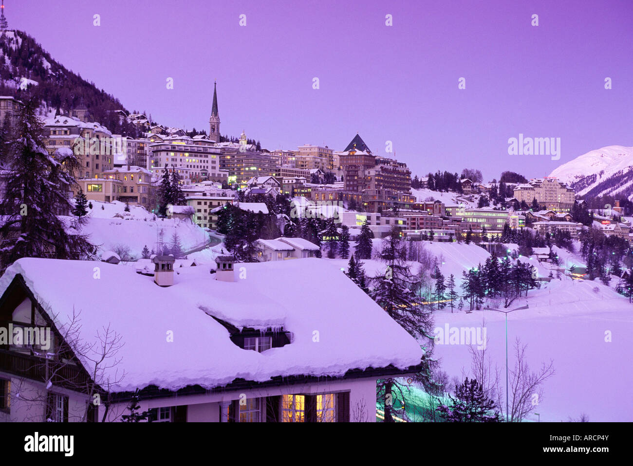 St. Moritz im Winter, Graubünden, Schweiz, Europa Stockfoto