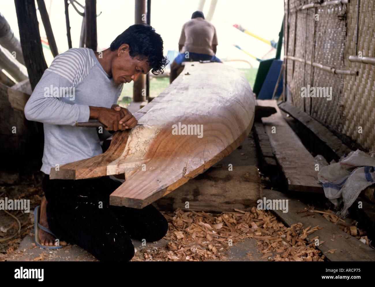 Java Indonesien Schiffbau Hof Fischer Holz Stockfoto