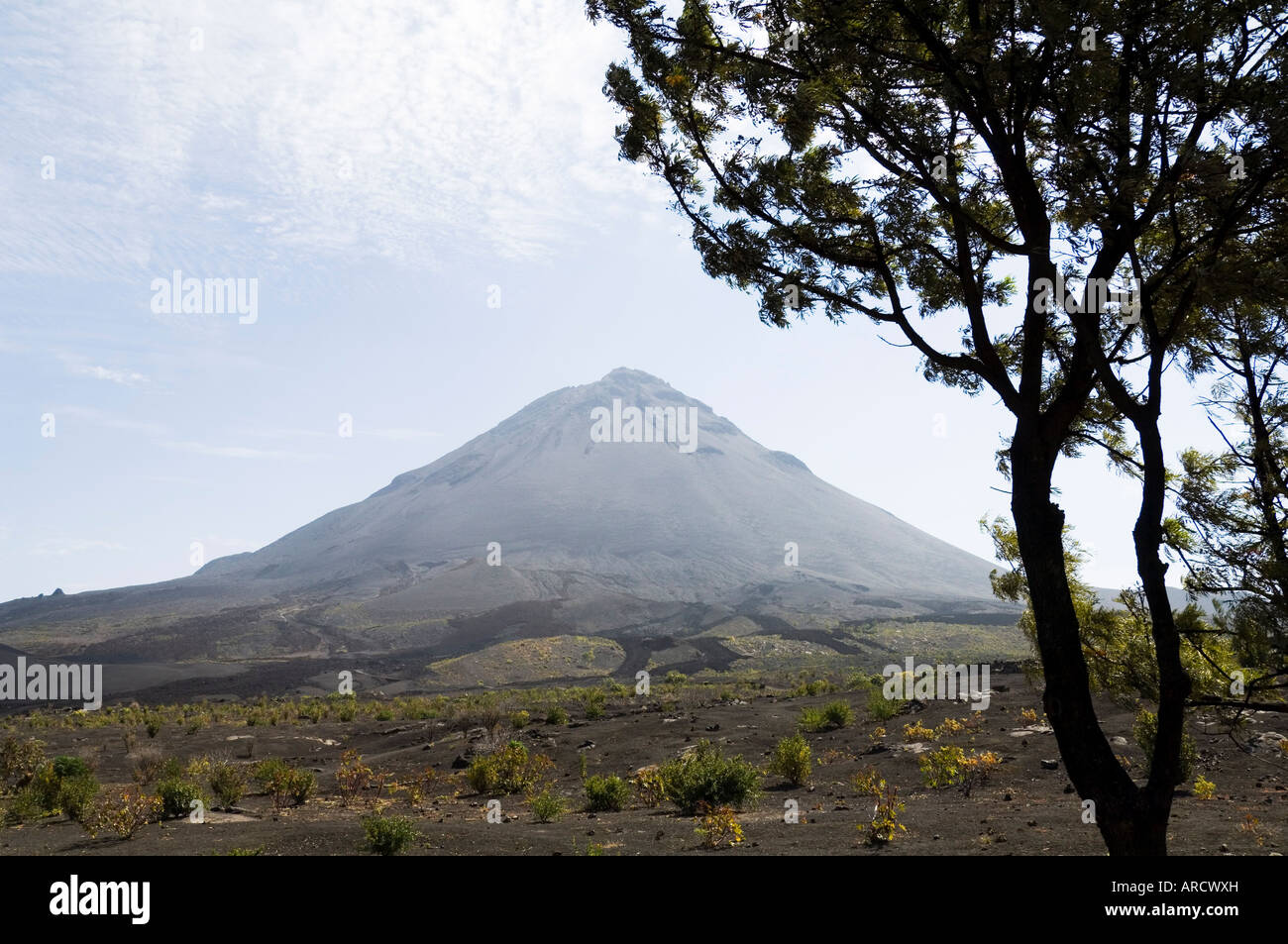 Blick von der Caldera des Vulkans Pico de Fogo, Fogo (Feuer), Kapverdische Inseln, Afrika Stockfoto