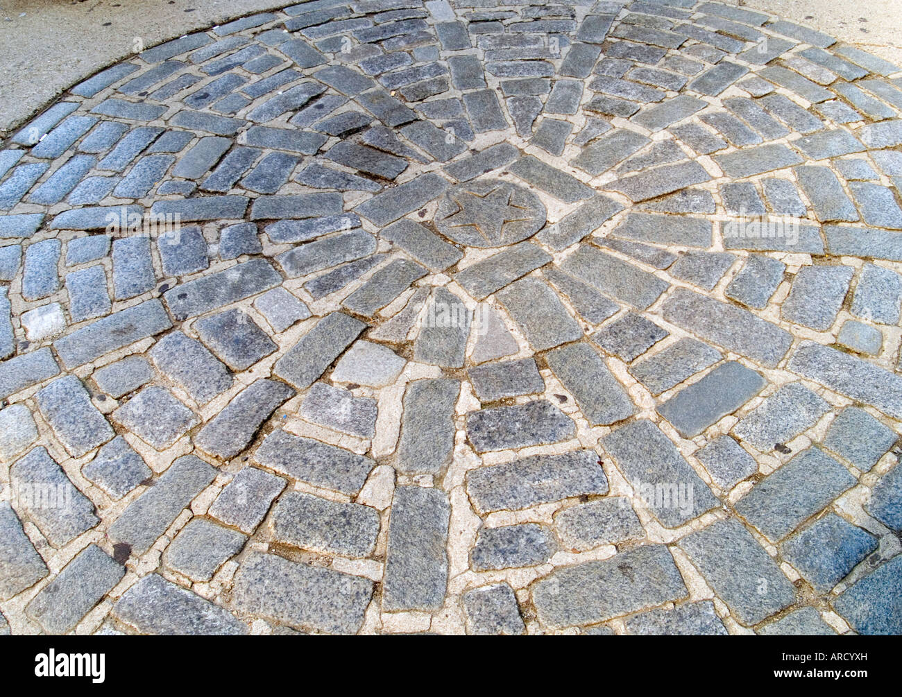 Ein Kreis von Steinen auf dem Gelände der Massaker von Boston, Boston Massachusetts, USA Stockfoto