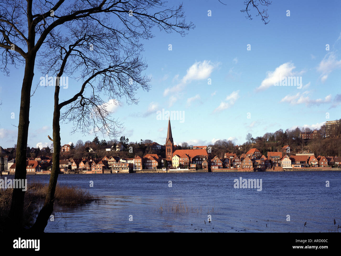 Lauenburg, Blick Über Die Elbe Stockfoto