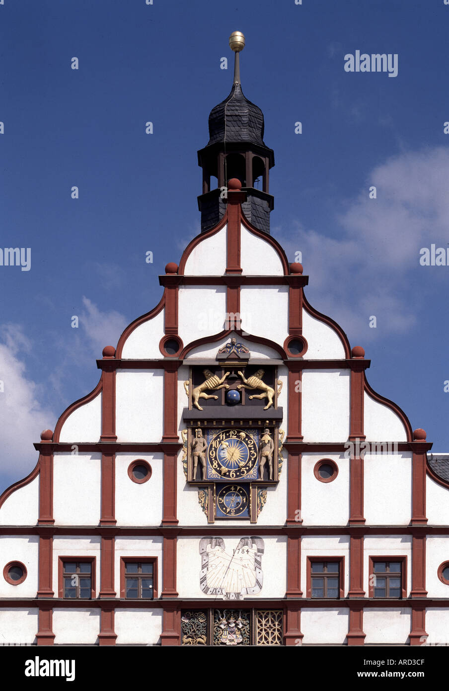 Plauen, Altes Rathaus, Renaissancegiebel Stockfoto