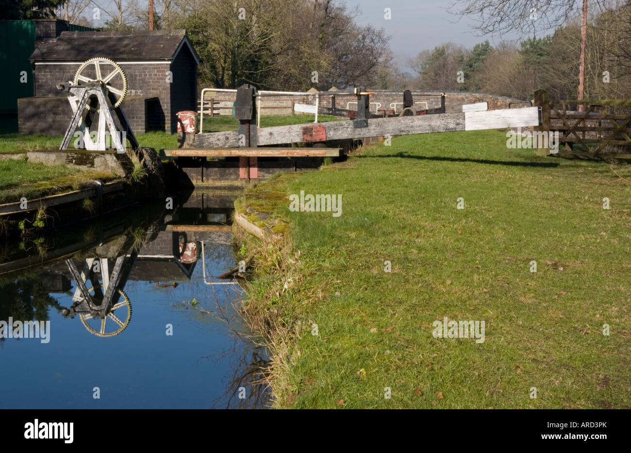 Bank-Sperre für Montgomeryshire canal Stockfoto