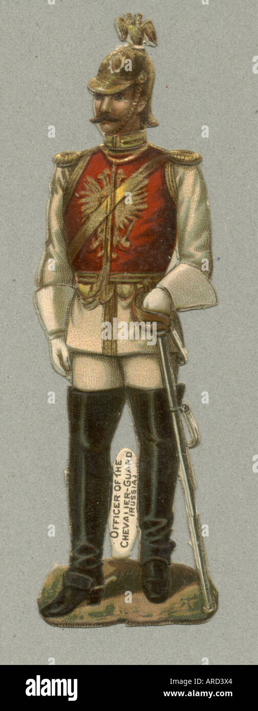 Chromolithographed gestanzt Schrott der Offizier der Chevalier-Garde, Russland um 1880 Stockfoto