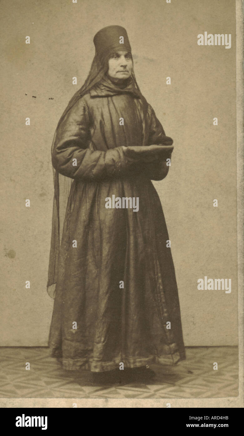 Carte de Visite Foto russische Nonne, Moskau, um 1870 Stockfoto
