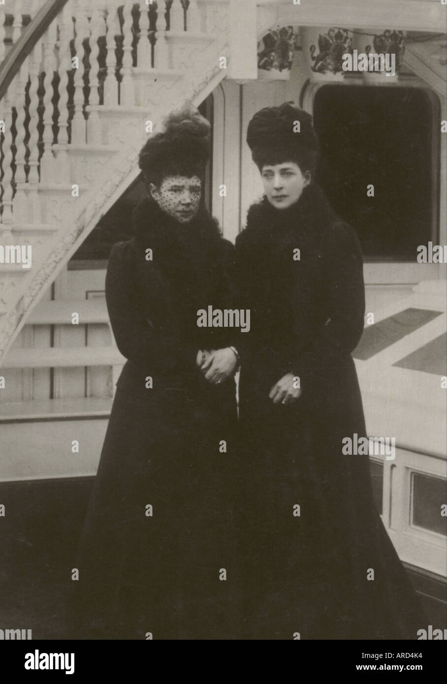 Ansichtskarte ihrer Majestäten der Dowager Kaiserin von Russland & Königin Alexandra postalisch verwendet 1907 Stockfoto