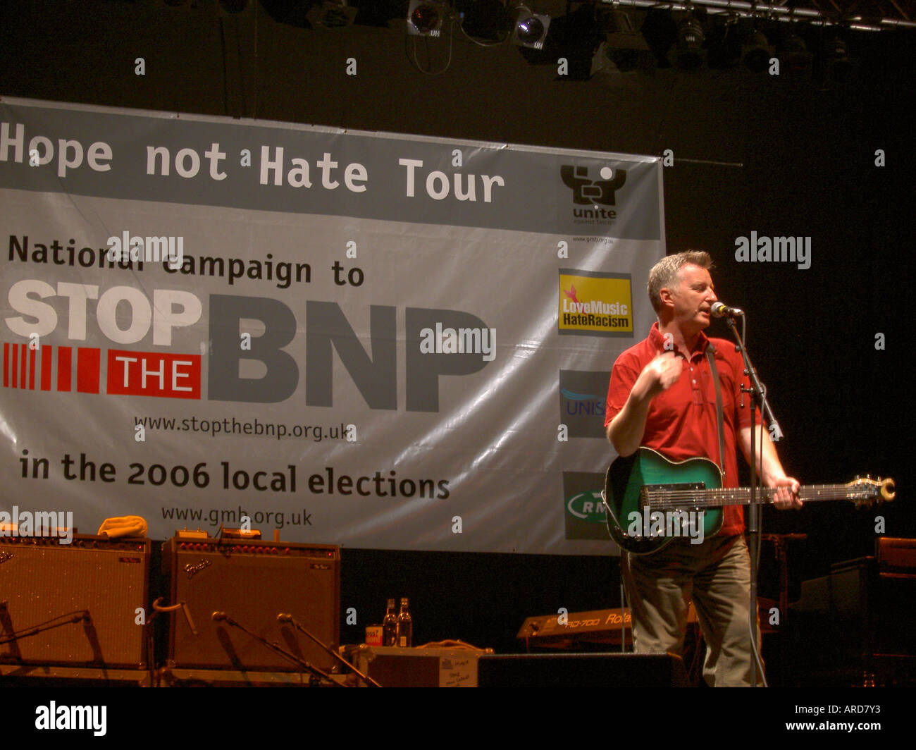 Britische politische Punk-Folk-Sänger Billy Bragg Stockfoto