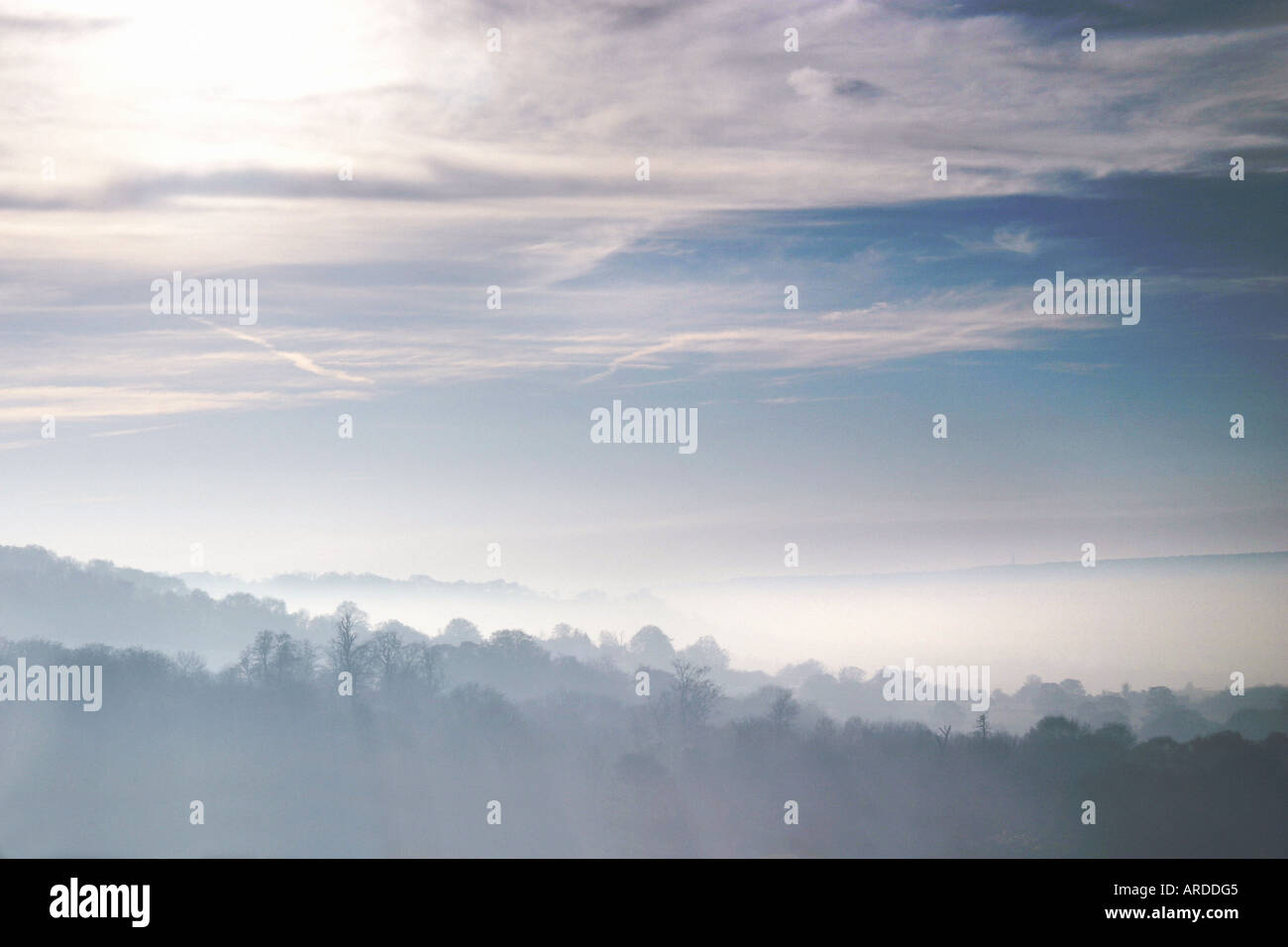 Nebel über den Chiltern hills Stockfoto