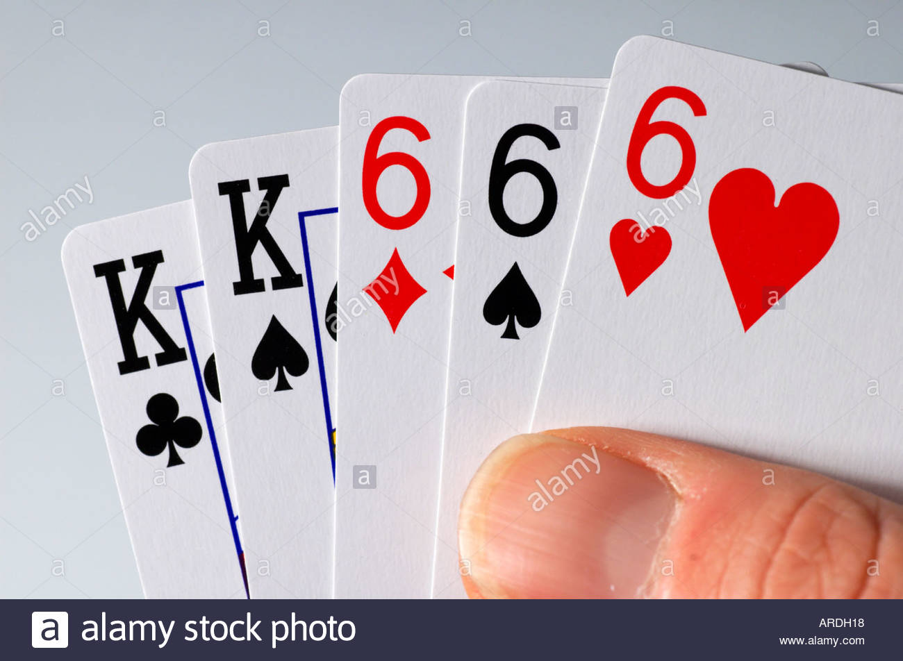Drei einer Art im poker Stockfoto