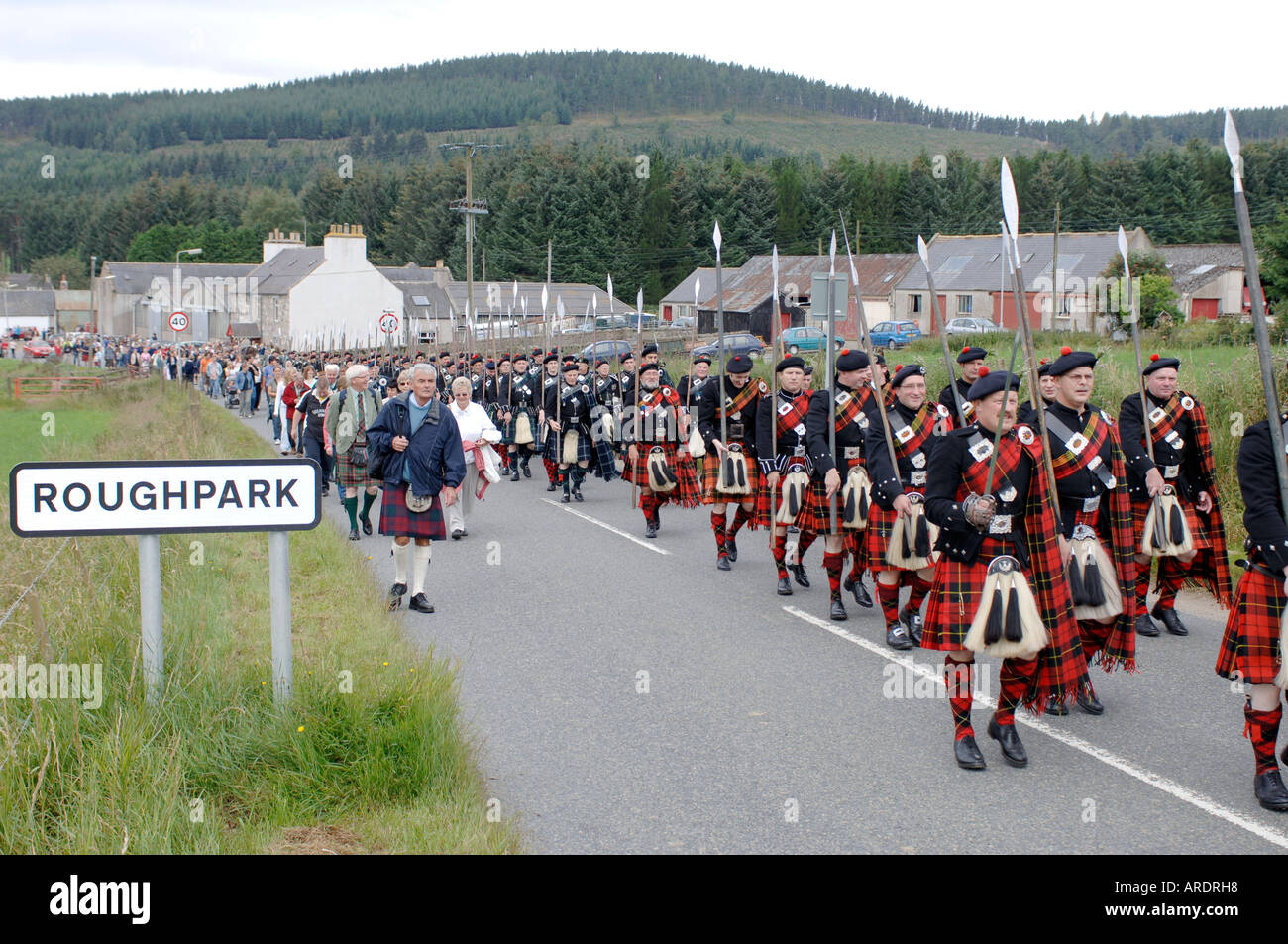 Lonach Demonstranten am Roughburn, Strathdon Aberdeenshire.  XPE 3632-352 Stockfoto