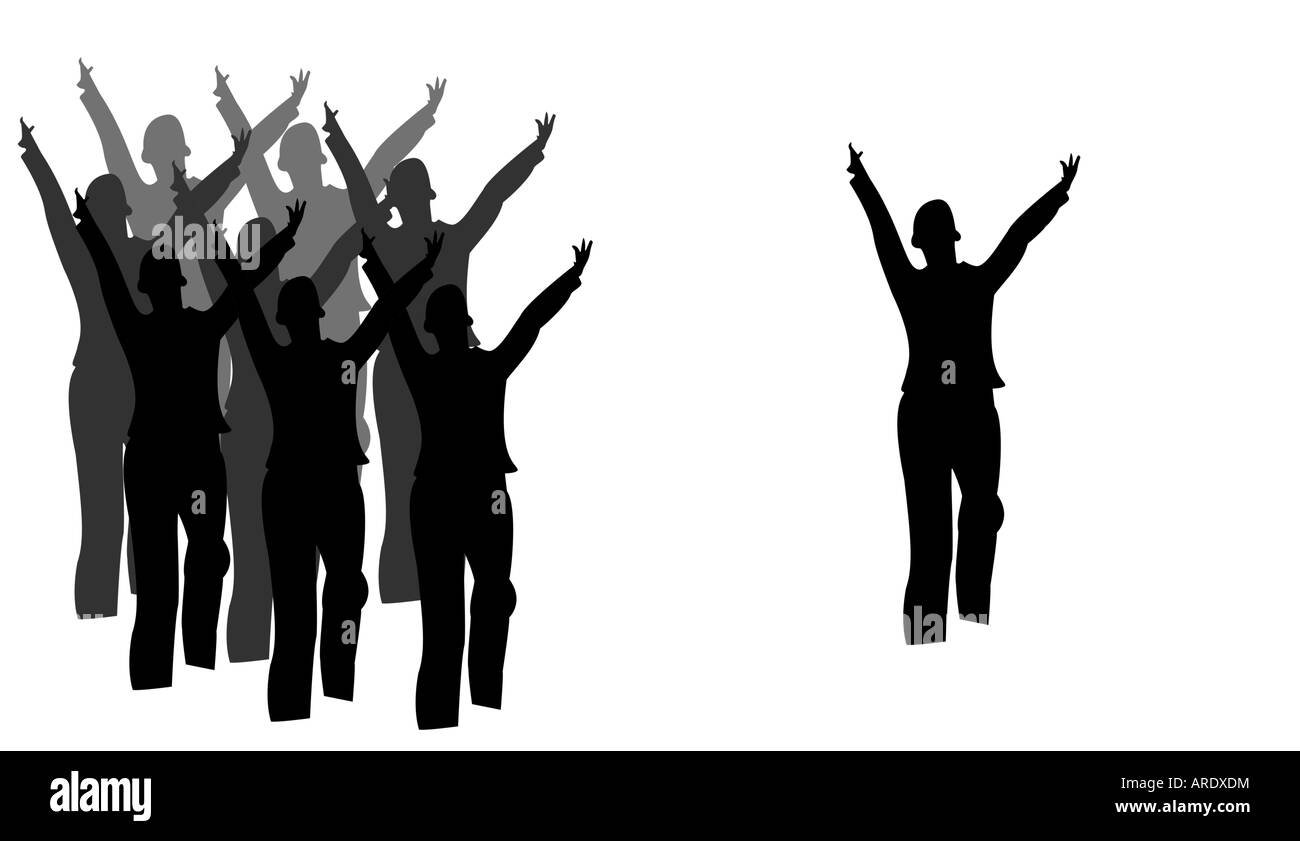 Tanzende schwarze Silhouetten isoliert auf weiss Stockfoto