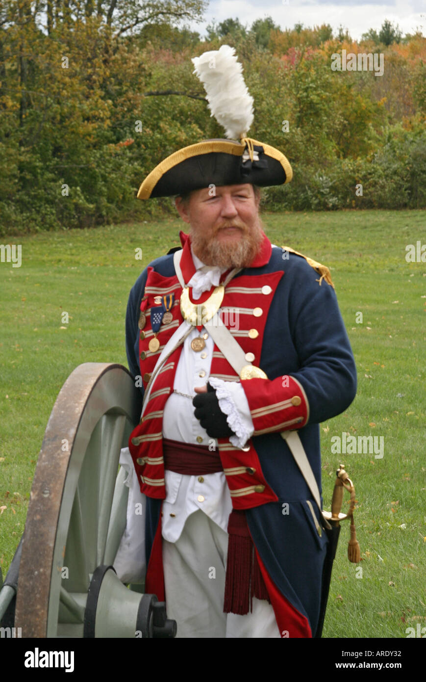 Volunteer bei Charlton Geschichte Tag Charlton Massachusetts Zeitraum kostümierte Stockfoto