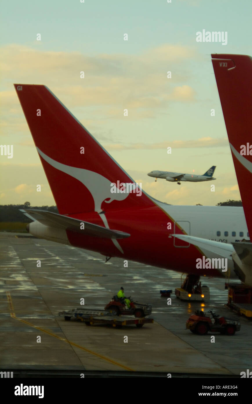 Ein geschäftiger Flughafen Melbourne Australien Stockfoto