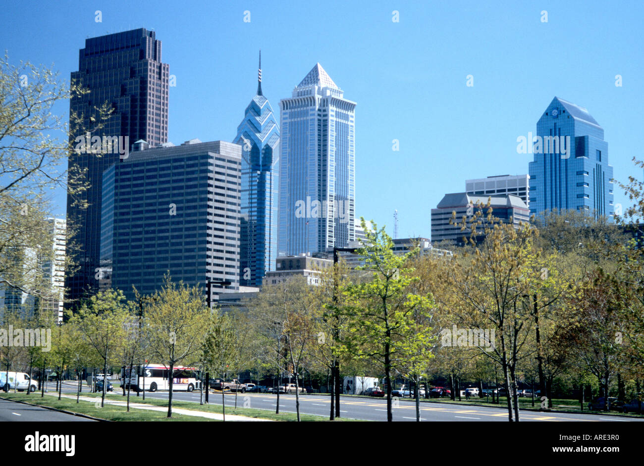 Wolkenkratzer in der Skyline von Philadelphia USA Stockfoto
