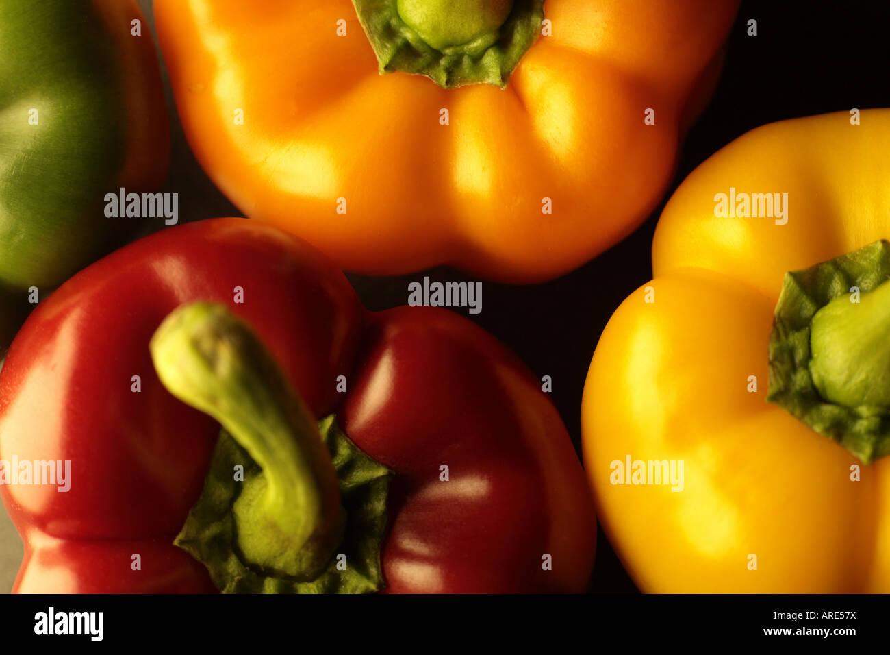 Paprika vier rot gelb grün Orange hautnah Stockfoto