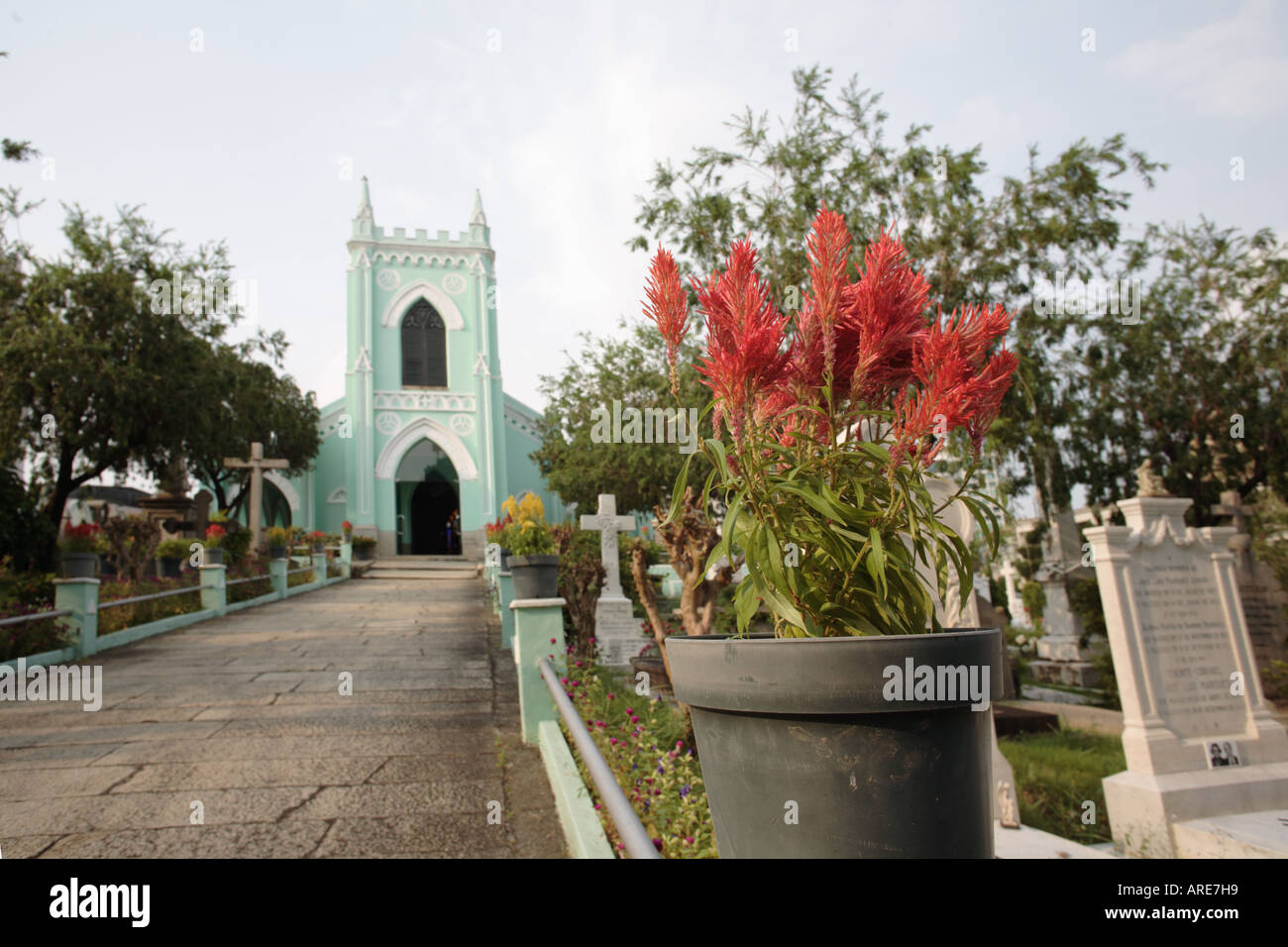 Ein Pastell Kirche Macau SAR China Stockfotografie Alamy