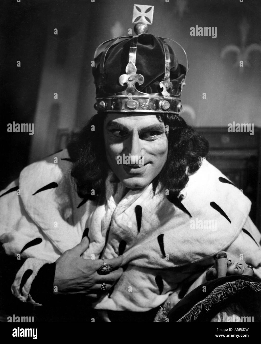 Olivier, Laurence Sir, 22.5.1907 - 11.7.1989, britischer Schauspieler, halbe Länge, als König Richard III., Old Vic Theatre, London, 1946, Stockfoto