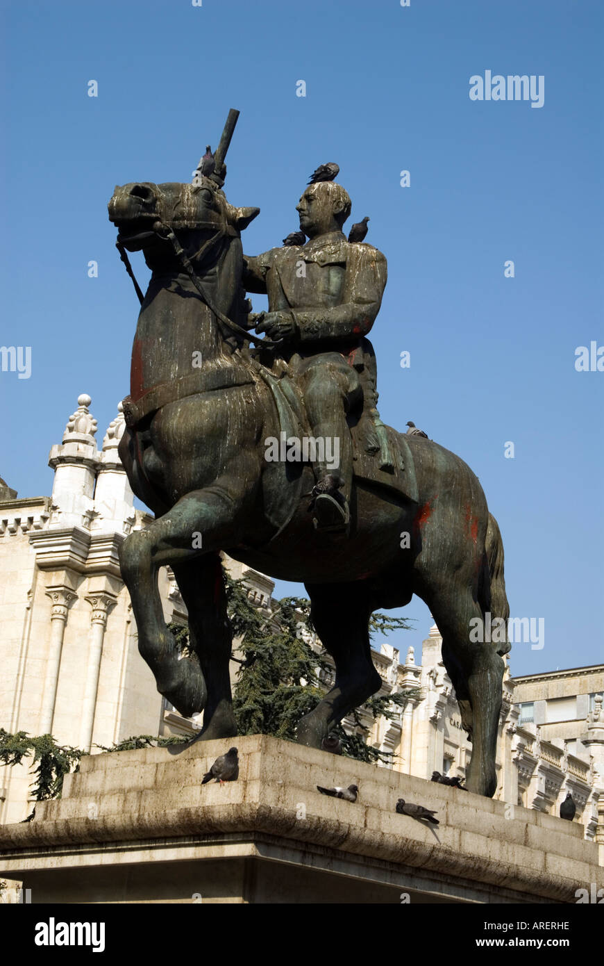 Reiterstatue von Francisco Franco Santander, Spanien Stockfoto