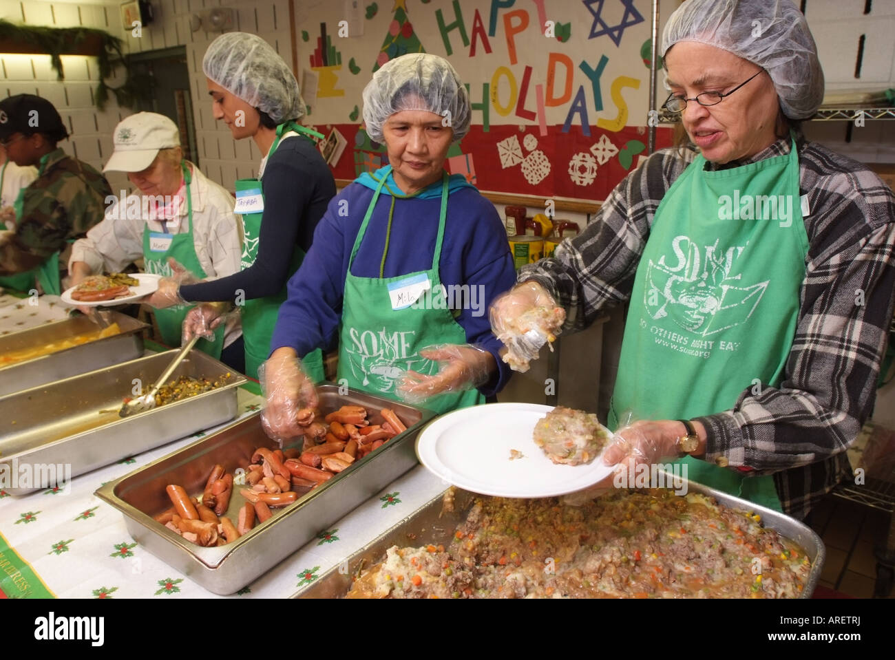 USA Washington DC ehrenamtliche in einer Suppenküche Stockfoto