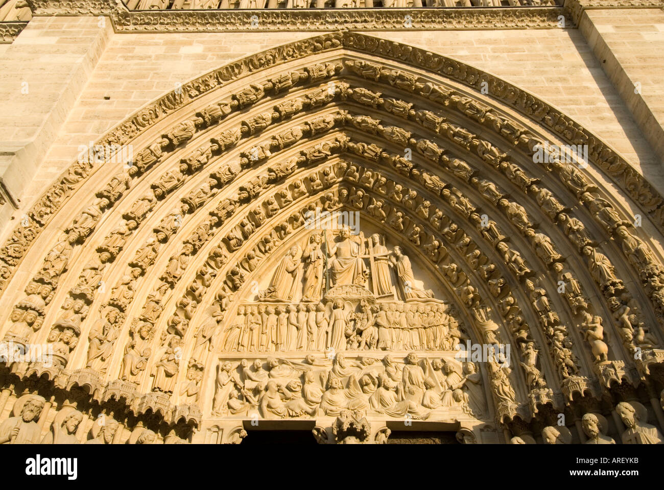 Das Portal der letzten Urteil der Kathedrale Notre-Dame auf der Ile De La Cite Paris Frankreich Stockfoto