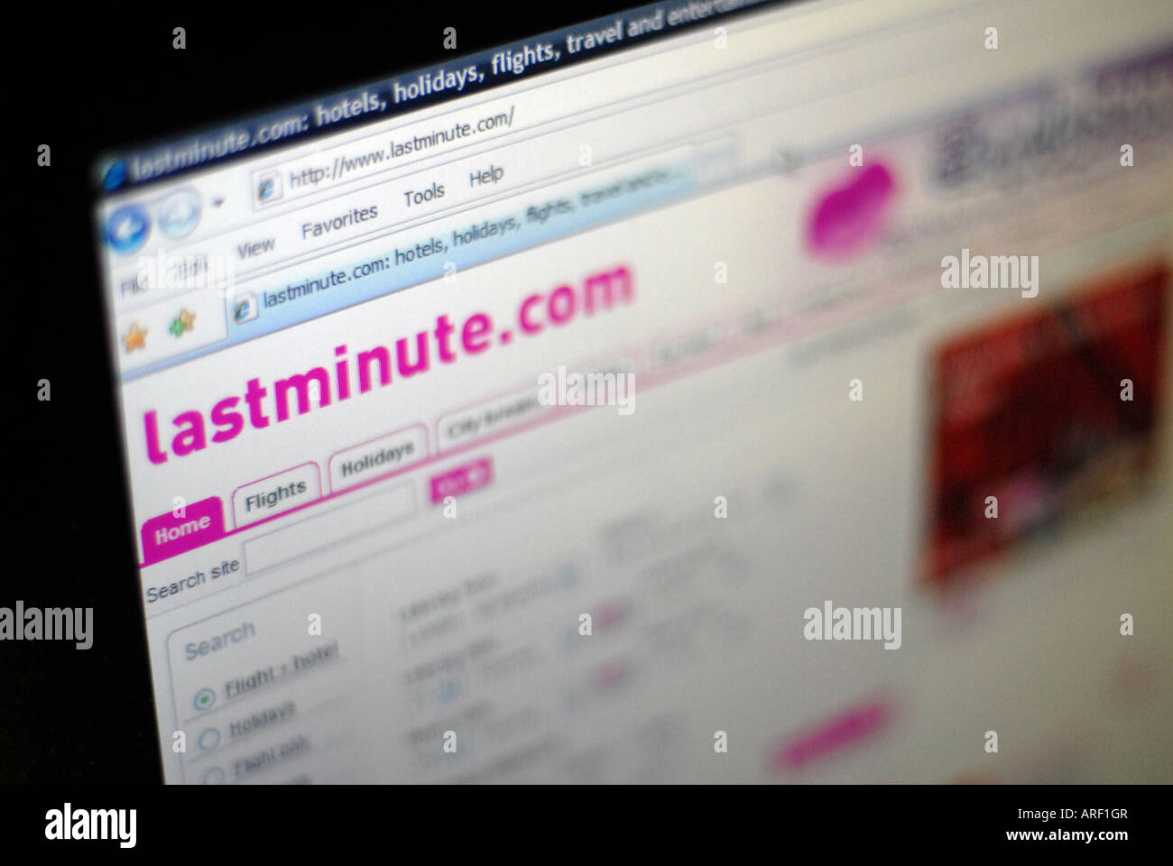 der lastminute.com-website Stockfoto