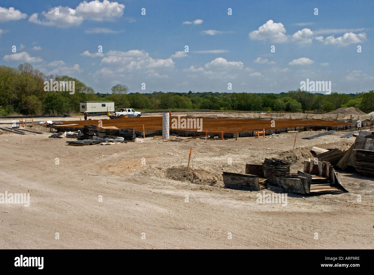 Stiftung aus Stahl-Bewehrung Stockfoto
